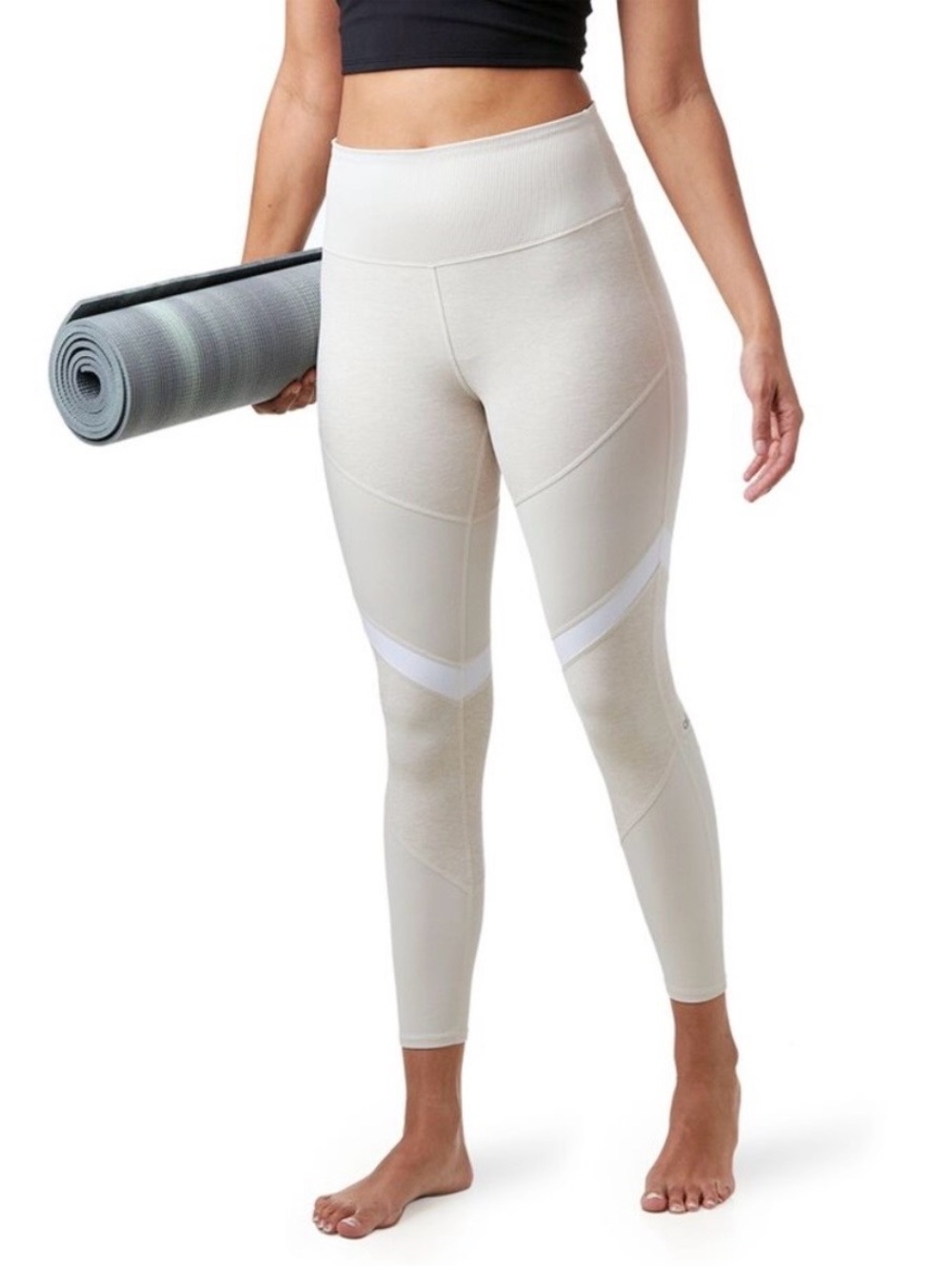 ALO Yoga Sheila High-Waist Alosoft 7/8 Leggings Cream Bone Sz XXS